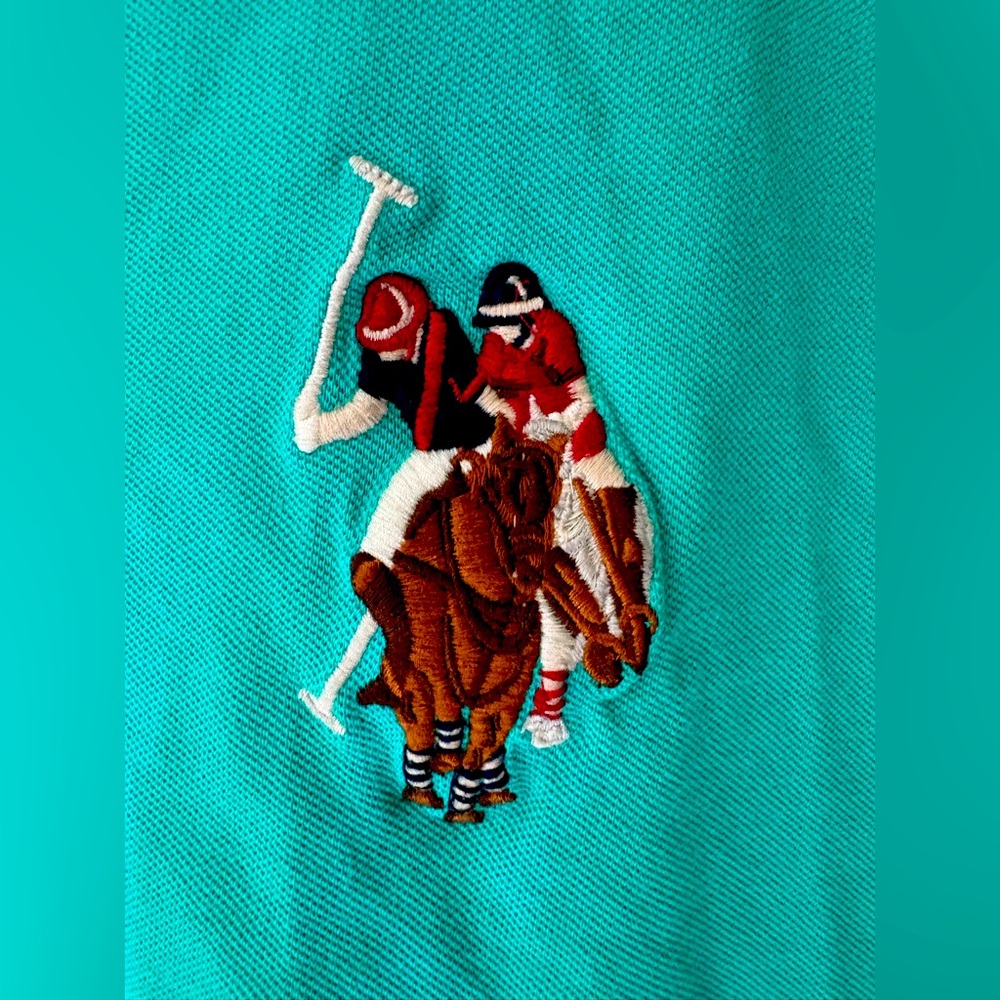 US Polo Assn. Shirt Men’s M Big Pony teal blue green Embroidered #3 Patch XXL